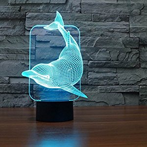 Saiam 3d Lamp Desk Table Light Cute Lovely Dolphin Shapes 7 Colors